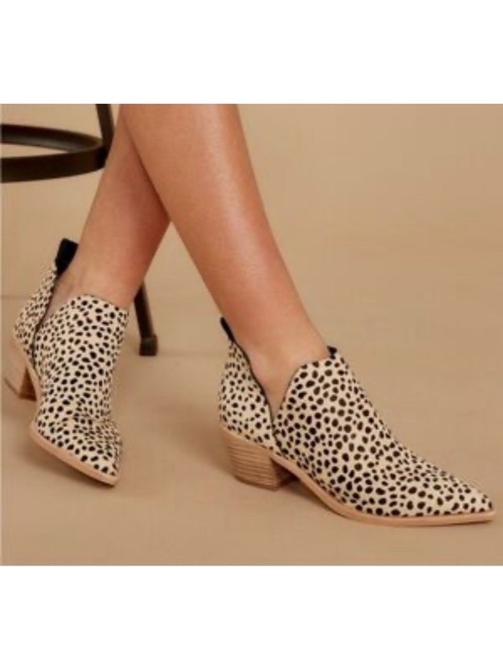 Dolce Vita Sonny Ankle Boots Tan/Black Leopard Print Calf Hair Upper Sz 7